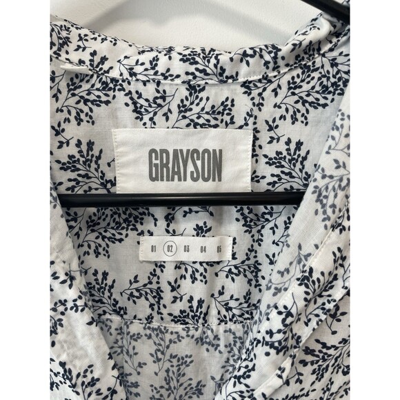 Grayson Frank & Eileen The Hero Floral Cotton Button Up Shirt Blue 2 Small Flaw - Picture 2 of 10